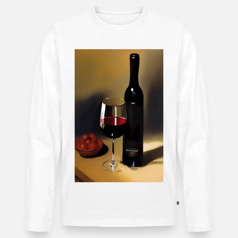 Wein Trinker - Männer Premium Bio Langarmshirt - Weiß