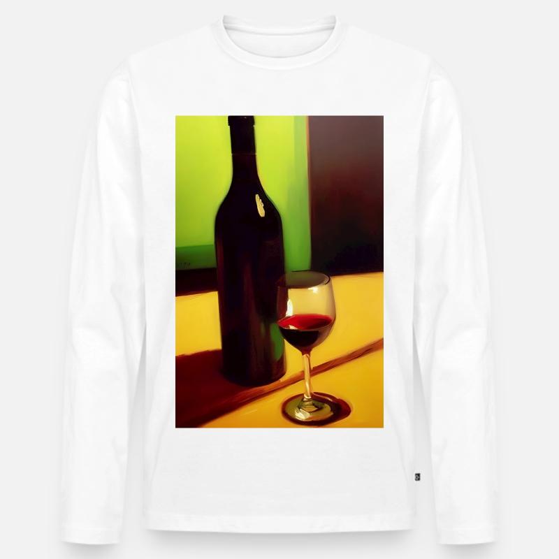 Wein Trinker - Männer Premium Bio Langarmshirt - Weiß