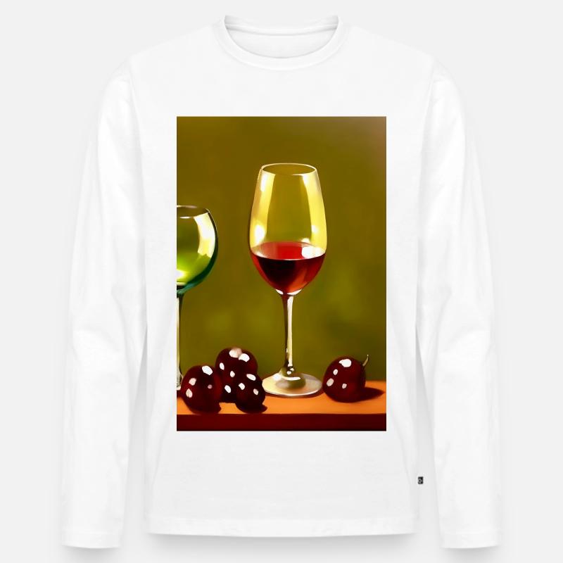 Wein Trinker - Männer Premium Bio Langarmshirt - Weiß