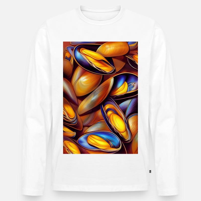Muscheln - Männer Premium Bio Langarmshirt - Weiß
