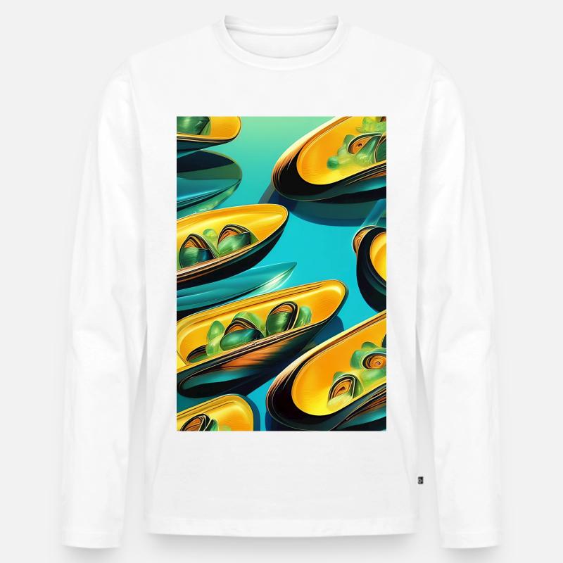 Muscheln - Männer Premium Bio Langarmshirt - Weiß