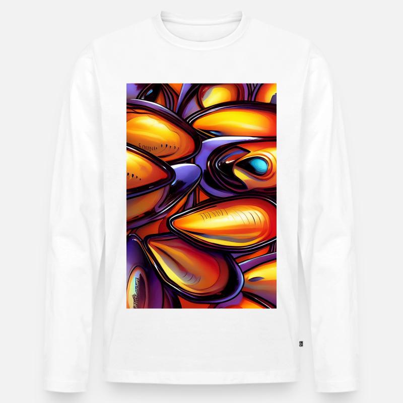 Muscheln - Männer Premium Bio Langarmshirt - Weiß