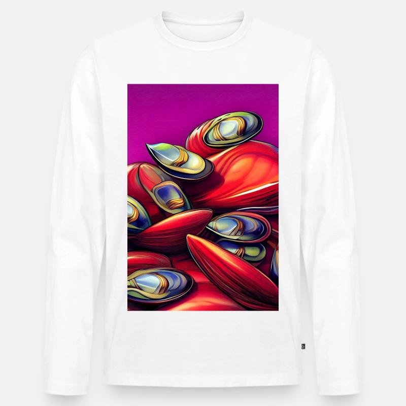 Muscheln - Männer Premium Bio Langarmshirt - Weiß