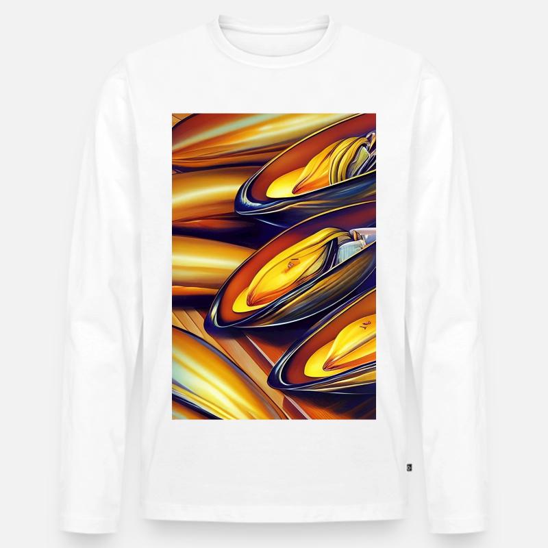 Muscheln - Männer Premium Bio Langarmshirt - Weiß