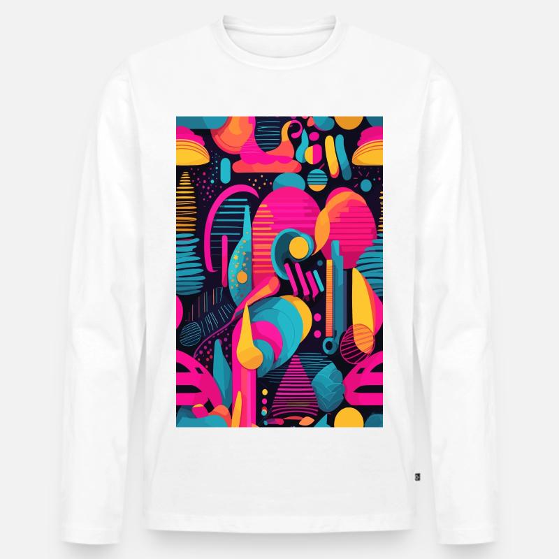 Modernes Abstraktes Muster - Männer Premium Bio Langarmshirt - Weiß