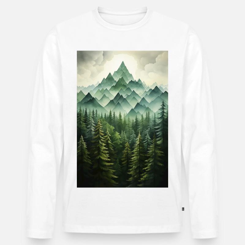 Waldlandschaft - Männer Premium Bio Langarmshirt - Weiß