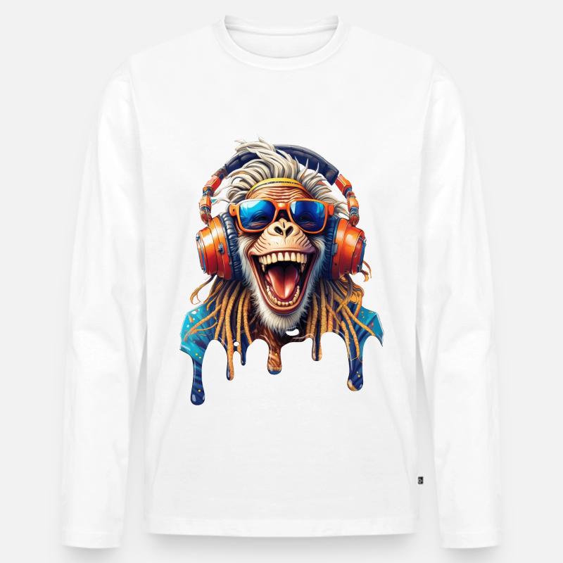 Alter Rasta Affe-Dreads-Lachbrille-Hifi-Helm - Männer Premium Bio Langarmshirt - Weiß