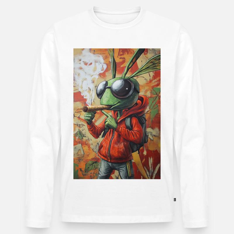 Graffiti-Bug im Hoodie - Männer Premium Bio Langarmshirt - Weiß