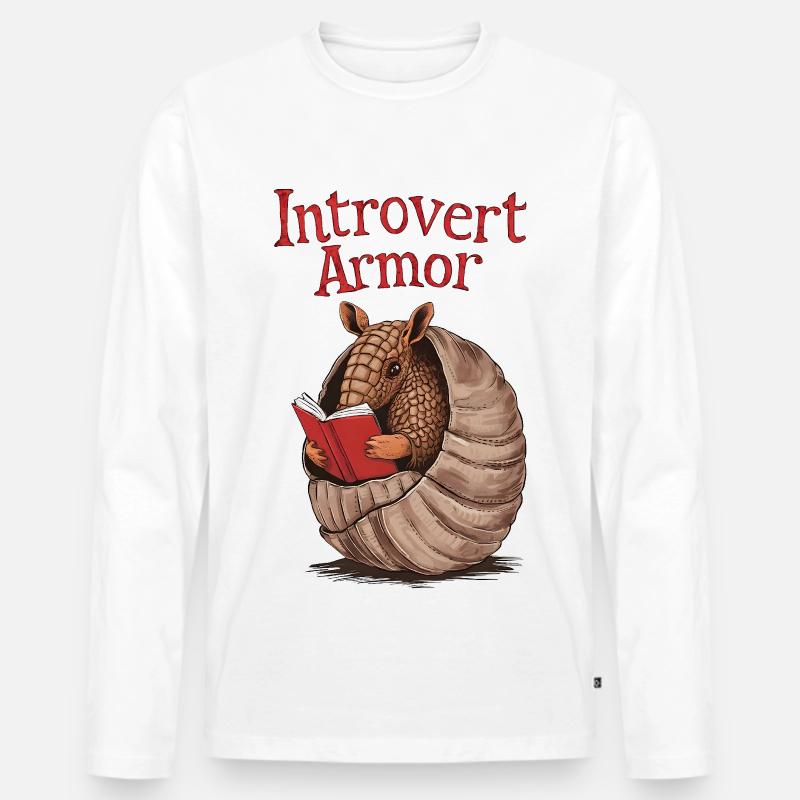 Introvertierter Gürteltier - Männer Premium Bio Langarmshirt - Weiß