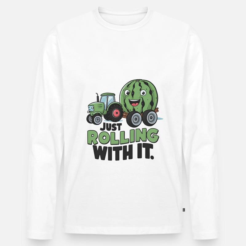 Just Rolling With It - Männer Premium Bio Langarmshirt - Weiß
