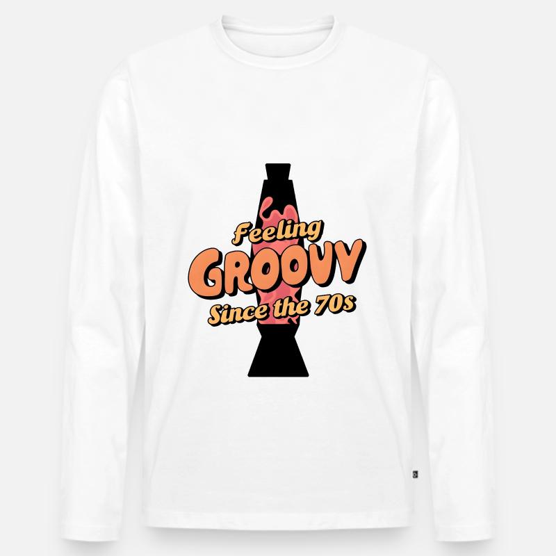 Feeling Groovy - Since The 70s - Männer Premium Bio Langarmshirt - Weiß