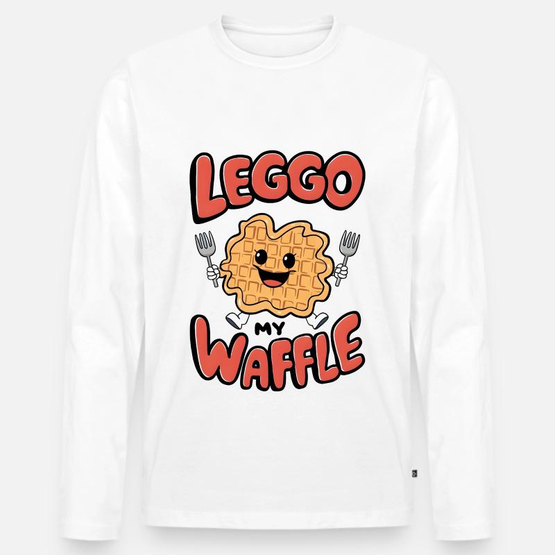 Leggo My Waffle - Männer Premium Bio Langarmshirt - Weiß
