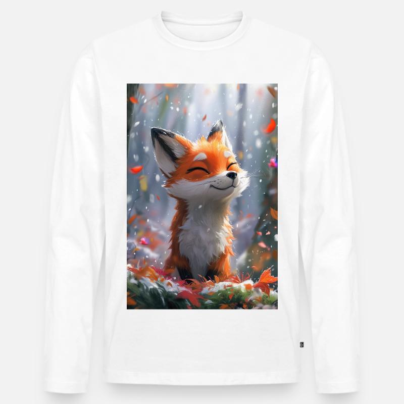Fuchs Illustration Poster - Männer Premium Bio Langarmshirt - Weiß