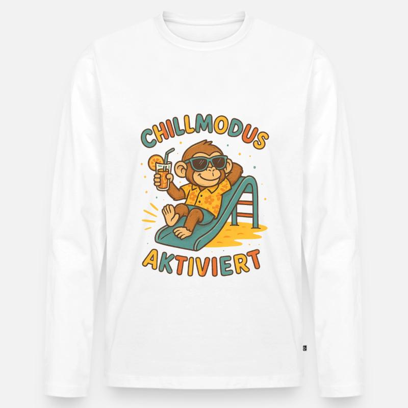 Chillmodus Aktiviert Affe - Männer Premium Bio Langarmshirt - Weiß