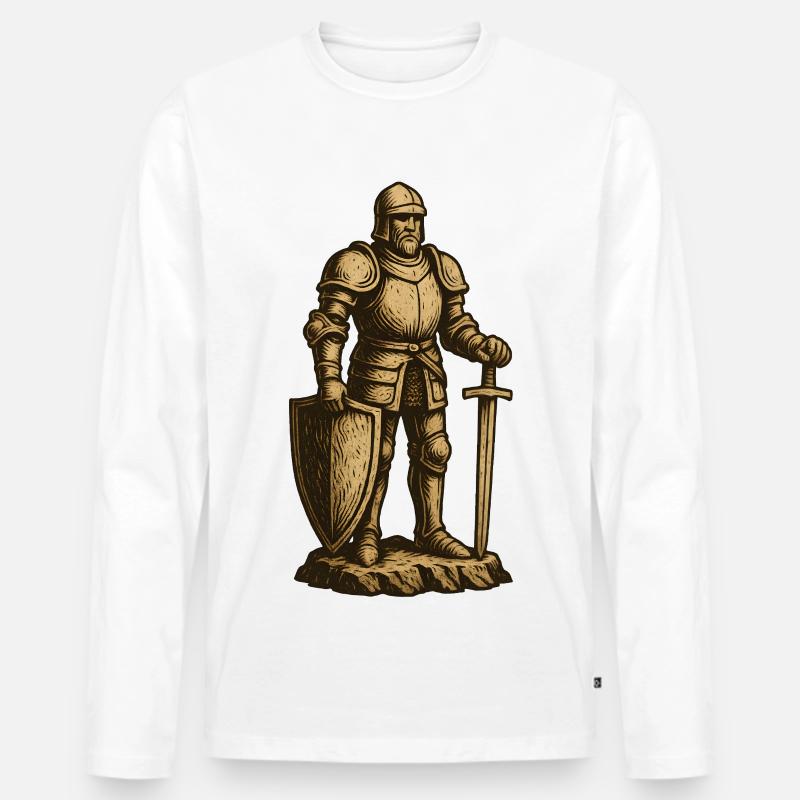 Ritter im historischen Kampfgewand - Männer Premium Bio Langarmshirt - Weiß