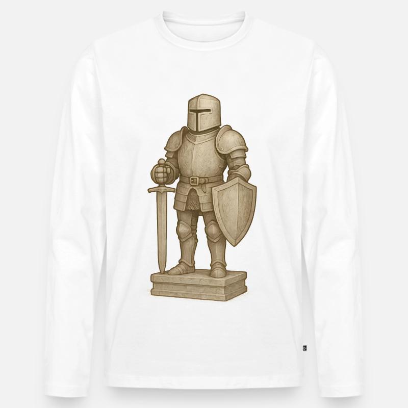 Ritterliche Samurai-Figur im Stone-Style - Männer Premium Bio Langarmshirt - Weiß