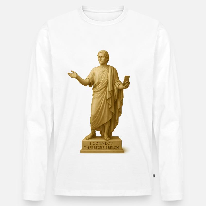 Moderne griechische Statue mit Smartphone - Männer Premium Bio Langarmshirt - Weiß