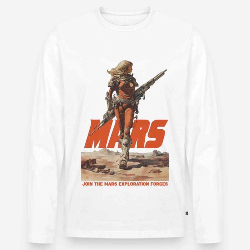 Mars Exploration - Männer Premium Bio Langarmshirt - Weiß