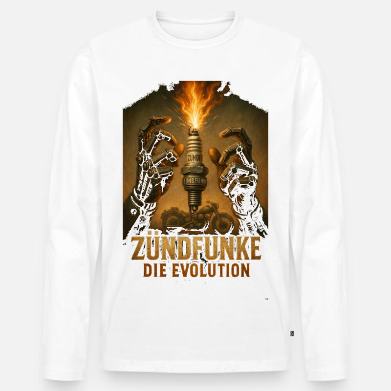 ZÜNDFUNKE – Die Evolution - Männer Premium Bio Langarmshirt - Weiß