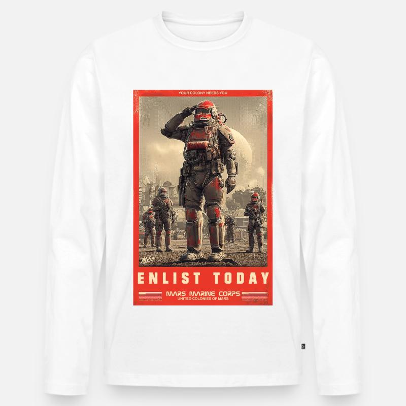 Mars Marine Corps - Männer Premium Bio Langarmshirt - Weiß