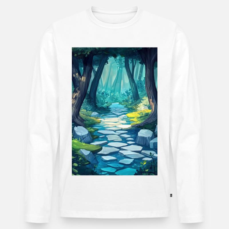 Illustration einer Waldlandschaft - Männer Premium Bio Langarmshirt - Weiß