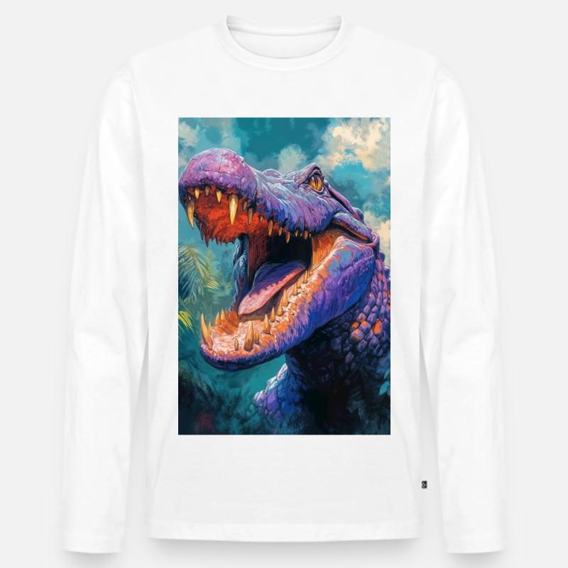 Illustration eines Krokodils - Männer Premium Bio Langarmshirt - Weiß