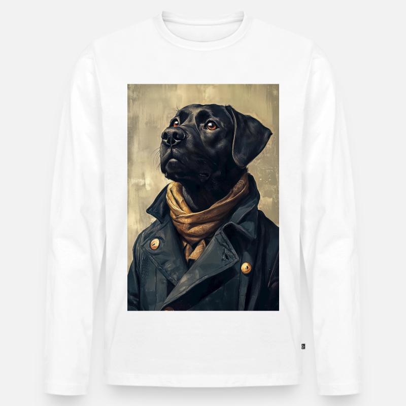 Illustration eines humanoiden Hundes - Männer Premium Bio Langarmshirt - Weiß