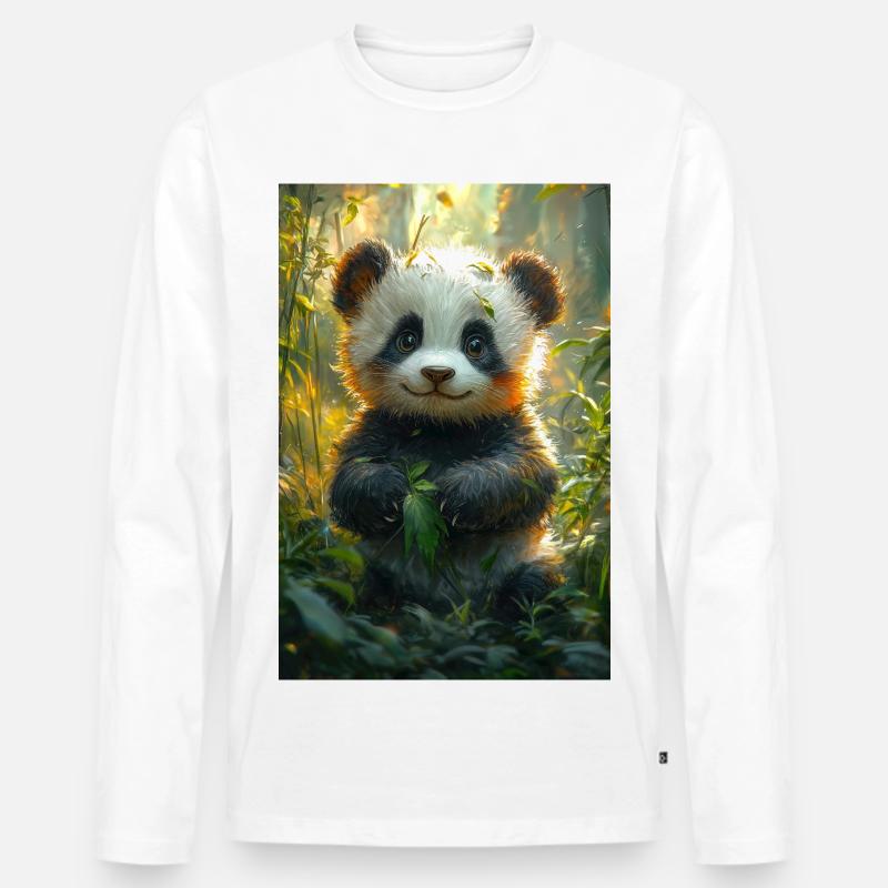 Illustration eines Pandas - Männer Premium Bio Langarmshirt - Weiß
