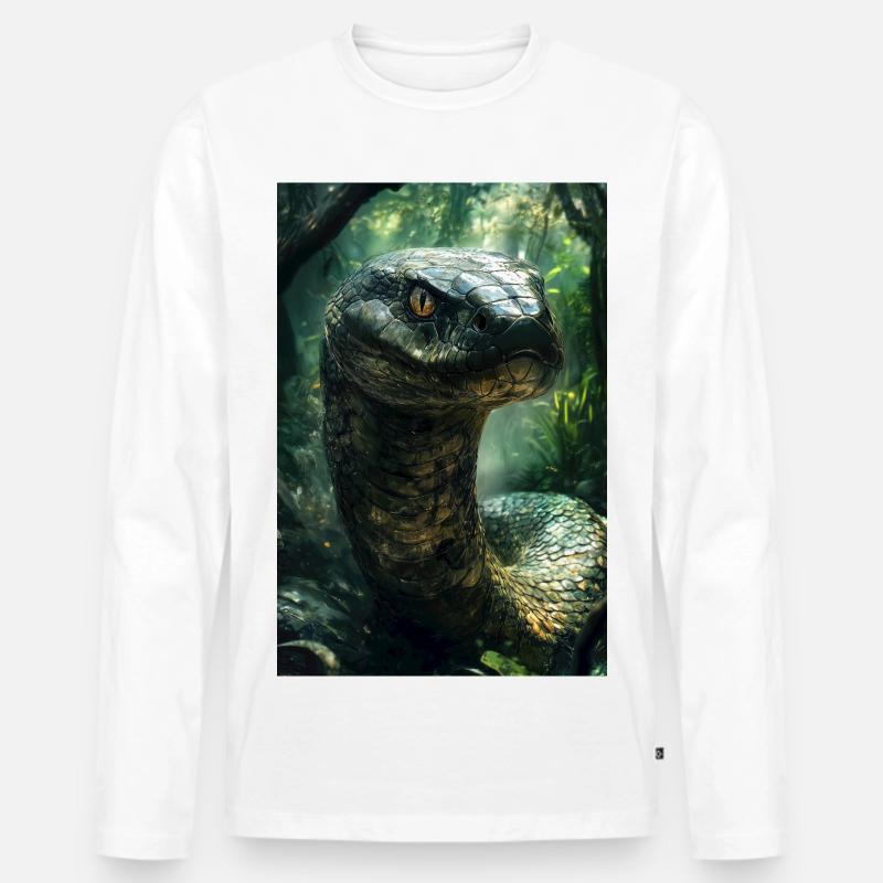 Illustration einer Schlange - Männer Premium Bio Langarmshirt - Weiß
