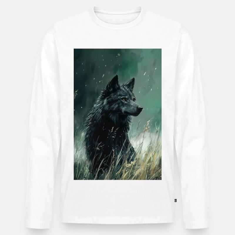 Illustration eines Wolfes - Männer Premium Bio Langarmshirt - Weiß