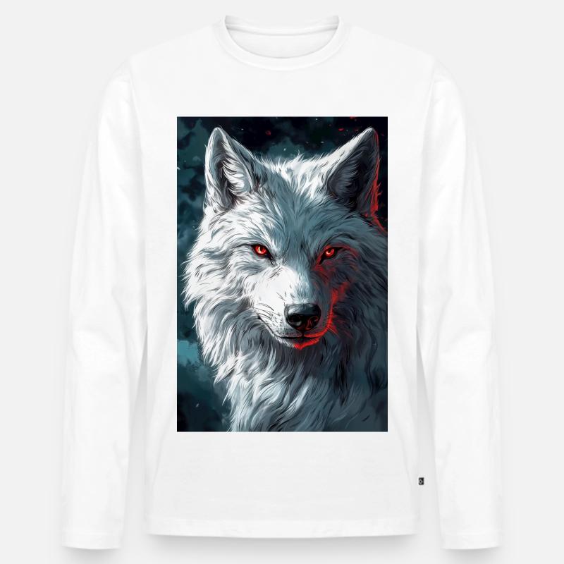 Illustration eines Wolfes - Männer Premium Bio Langarmshirt - Weiß