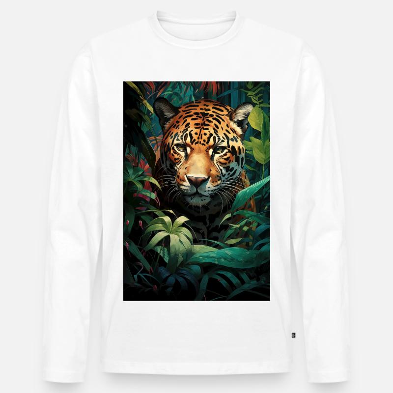 Illustration eines Jaguars - Männer Premium Bio Langarmshirt - Weiß