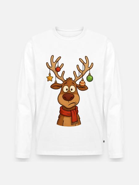 Deer Rudolph Merry Christmas sweet - Men's Premium Organic Long Sleeve Shirt - white