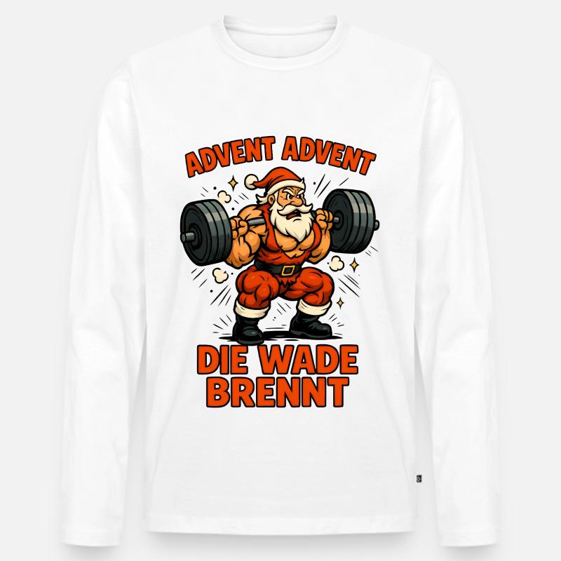Advent Advent die Wade brennt - Männer Premium Bio Langarmshirt - Weiß