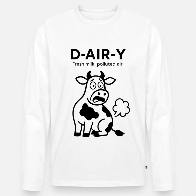 D-Air-Y – Fresh Milk, Polluted Air - Kuh - Männer Premium Bio Langarmshirt - Weiß