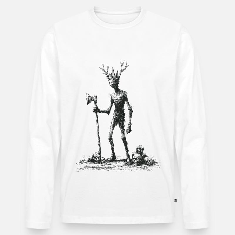 Waldgeist mit Axt - Männer Premium Bio Langarmshirt - Weiß