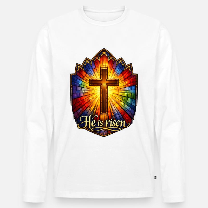 He is risen - Männer Premium Bio Langarmshirt - Weiß
