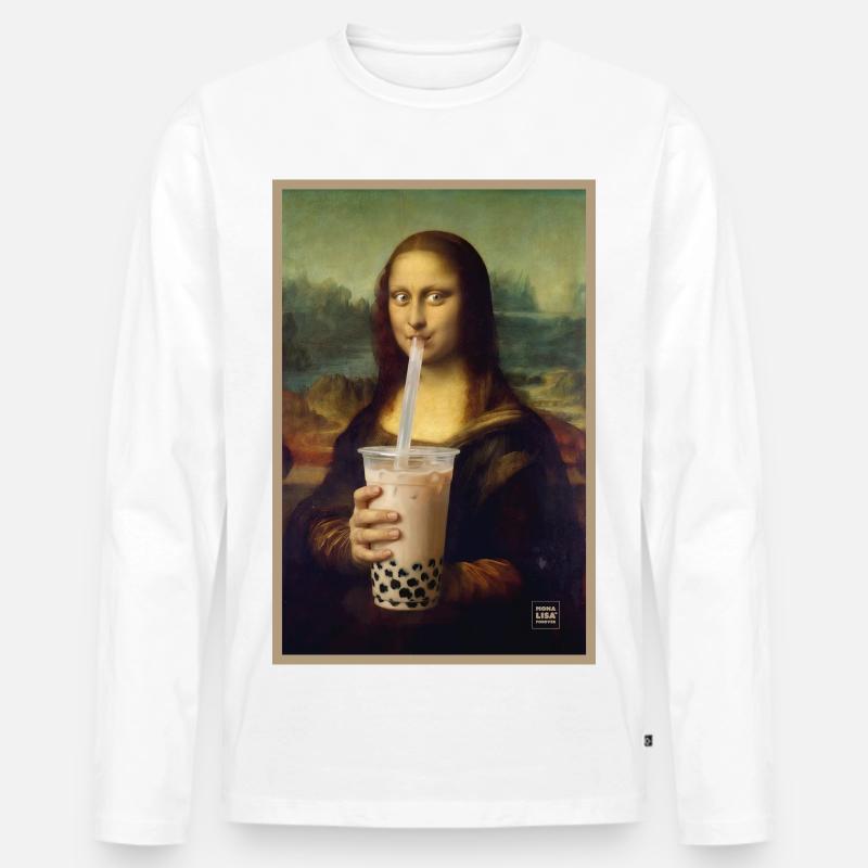 Mona Sip Bubble Tea Porträt - Männer Premium Bio Langarmshirt - Weiß