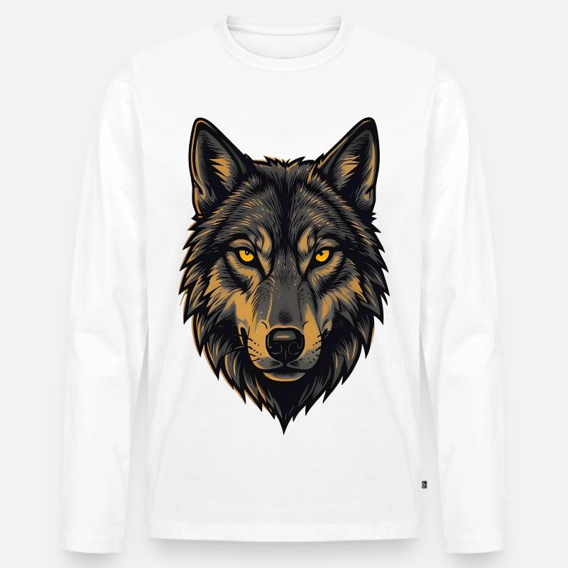Alphawolf - Männer Premium Bio Langarmshirt - Weiß