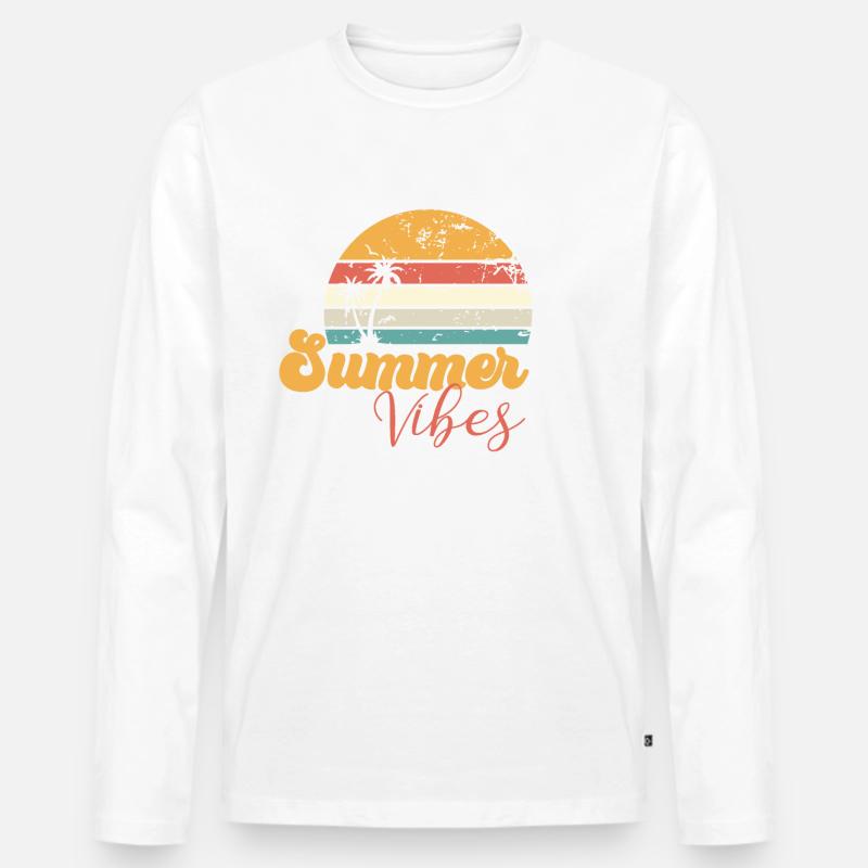 Sommer-Vibes - Männer Premium Bio Langarmshirt - Weiß