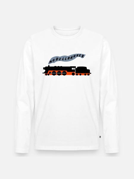 Modellbahner 2 - Männer Premium Bio Langarmshirt - Weiß