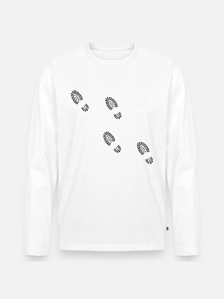 fodspor sko - Premium økologisk langærmet T-shirt til mænd - hvid