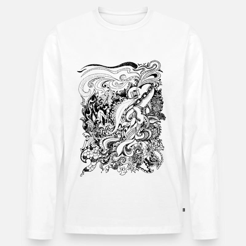 Doodle - Männer Premium Bio Langarmshirt - Weiß