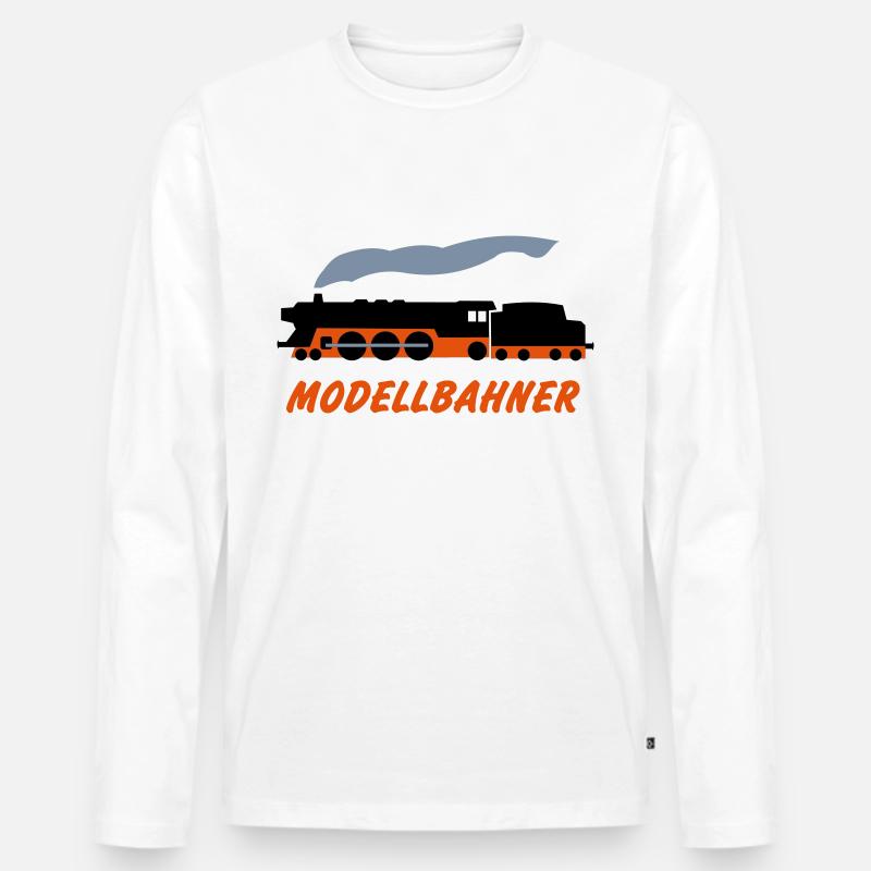 Modellbahner - Männer Premium Bio Langarmshirt - Weiß