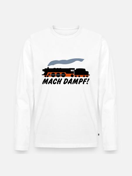 Mach Dampf - Männer Premium Bio Langarmshirt - Weiß