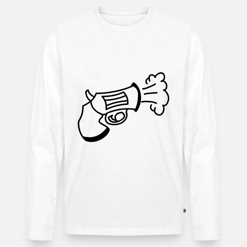 Pistole - Männer Premium Bio Langarmshirt - Weiß