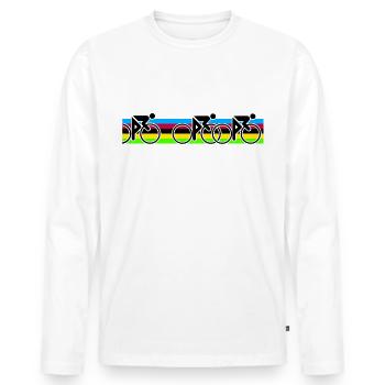 Rainbow Jersey Cycling Cycling Road Bike - Men's Premium Organic Long Sleeve Shirt - white - Front - Nico (187cm)