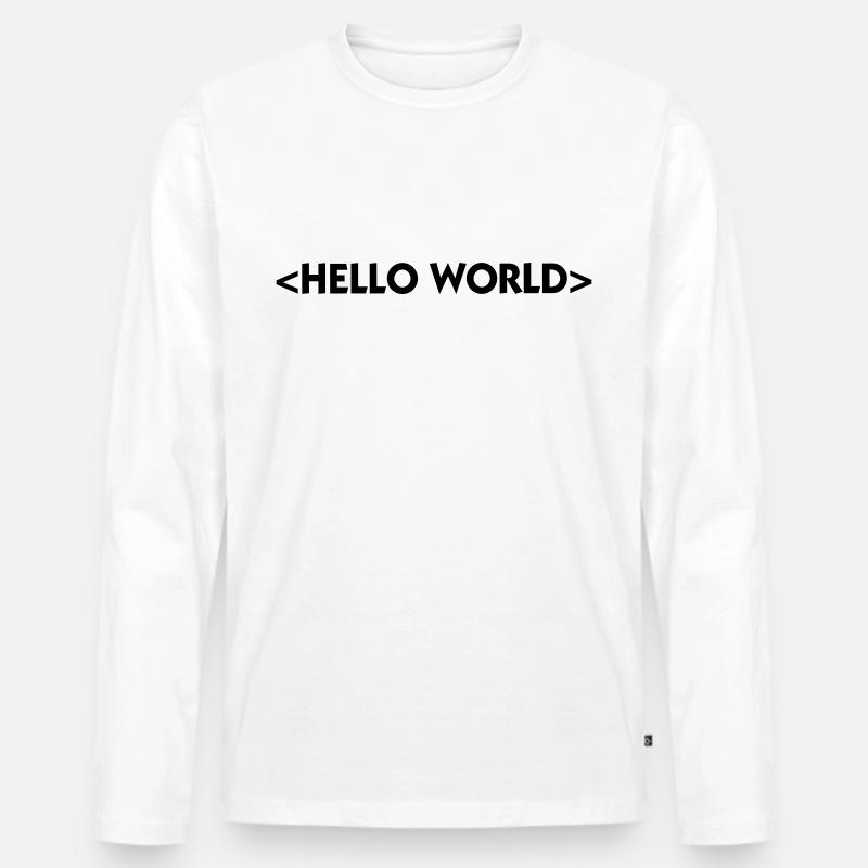 Hallo Welt - Männer Premium Bio Langarmshirt - Weiß