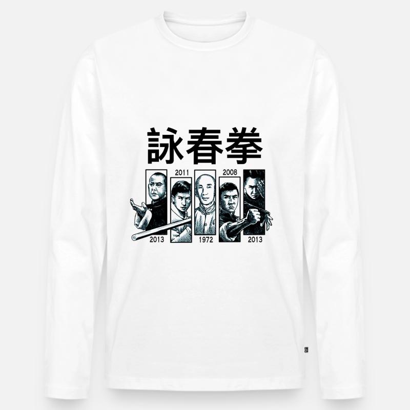 Kung Fu - Männer Premium Bio Langarmshirt - Weiß