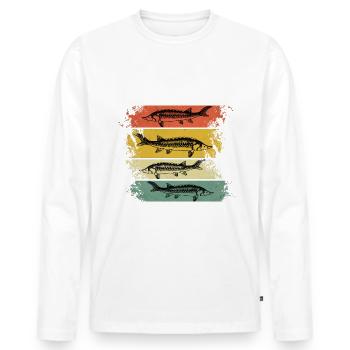 Retro Beluga Sturgeon - Men's Premium Organic Long Sleeve Shirt - white - Front - Nico (187cm)